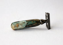 Load image into Gallery viewer, Buckeye Burl Shave Set with 'Travel to Jupiter'( pearl)Resin safety razor, 26mm lather brush and a matching shave stand.