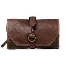 Load image into Gallery viewer, Campaign Waxed Canvas Roll-Up Toiletry Shave Kit