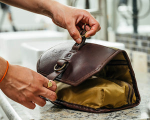 Campaign Waxed Canvas Roll-Up Toiletry Shave Kit