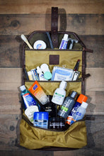 Load image into Gallery viewer, Campaign Waxed Canvas Roll-Up Toiletry Shave Kit
