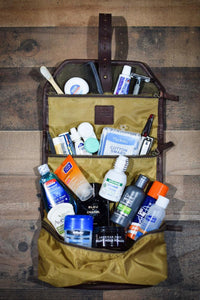 Campaign Waxed Canvas Roll-Up Toiletry Shave Kit