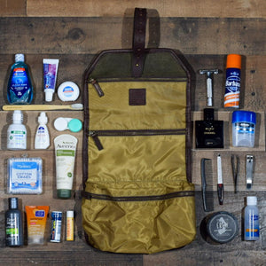 Campaign Waxed Canvas Roll-Up Toiletry Shave Kit